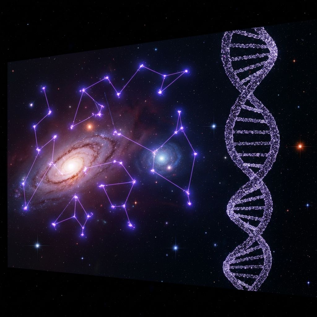 Mapa Estelar 3D: Constelações e Linhagem Cósmica